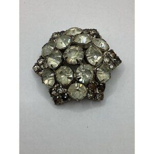 1950s Crystal Rhinestone Dome Stacked Brooch Pendant-Prong Set